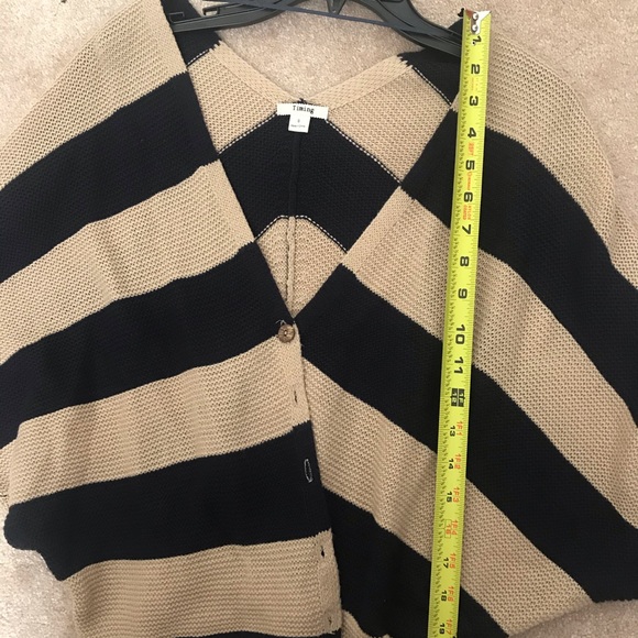 Black Stripe sweater Cardigan Cover up top - Picture 6 of 7